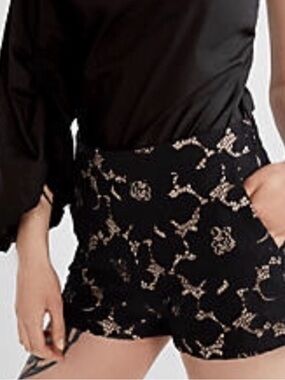 Express black and nude lace-lined dress shorts
